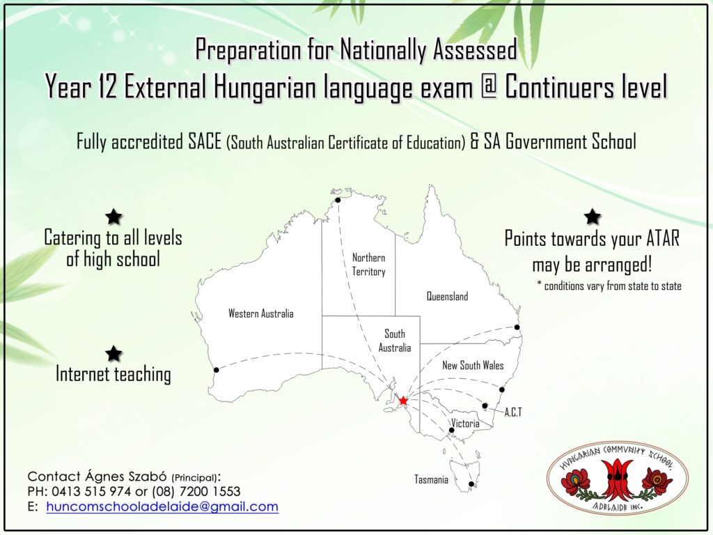 Students from the Hungarian Community School Adelaide SACE class, 2023